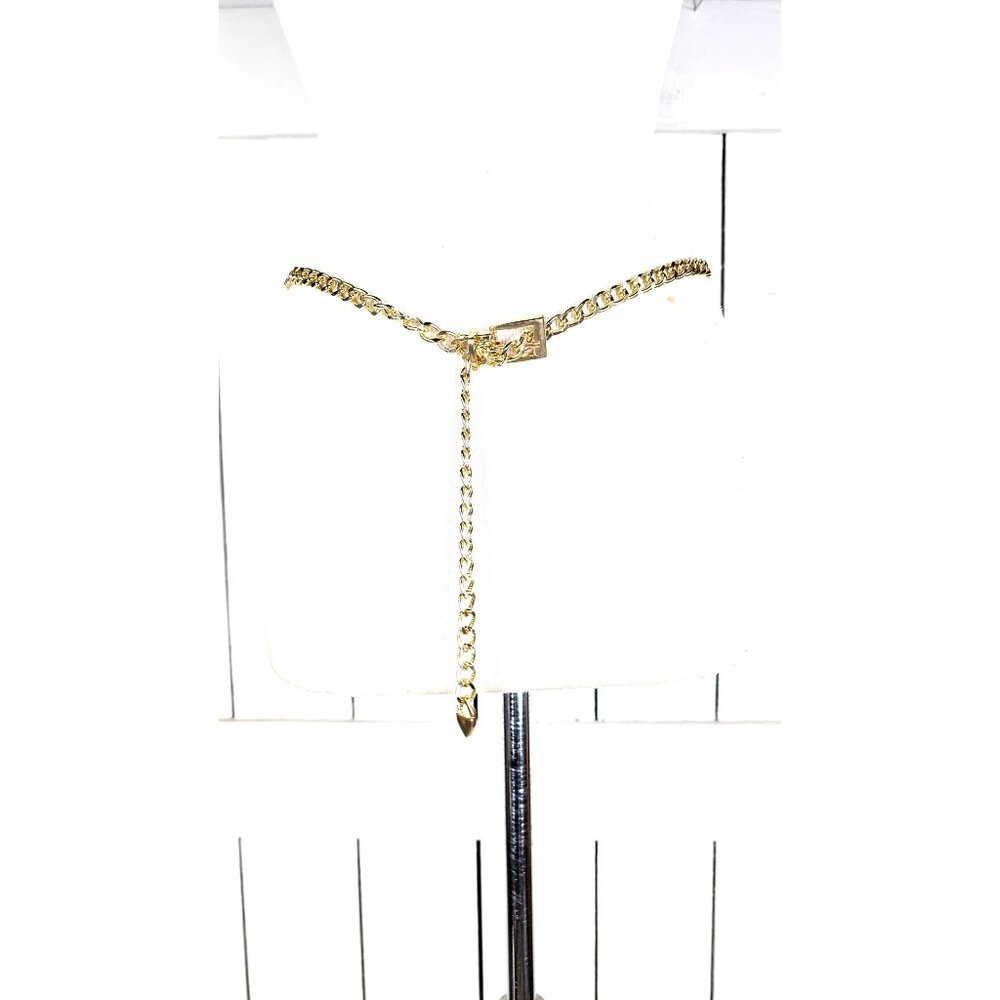 Gold metal chain link buckle belt